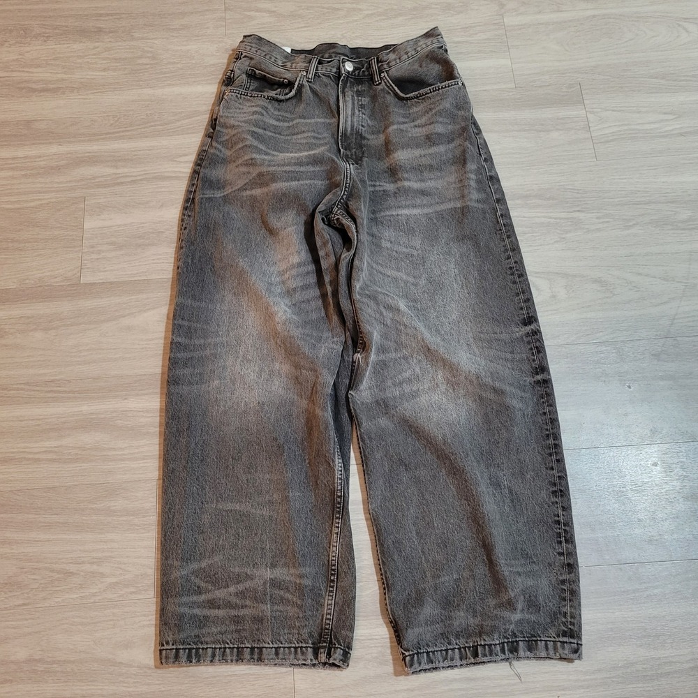 HM Super Baggy Jeans Mens 33x34(Fit 33x32) Faded Black Wide Leg Streetwear Denim